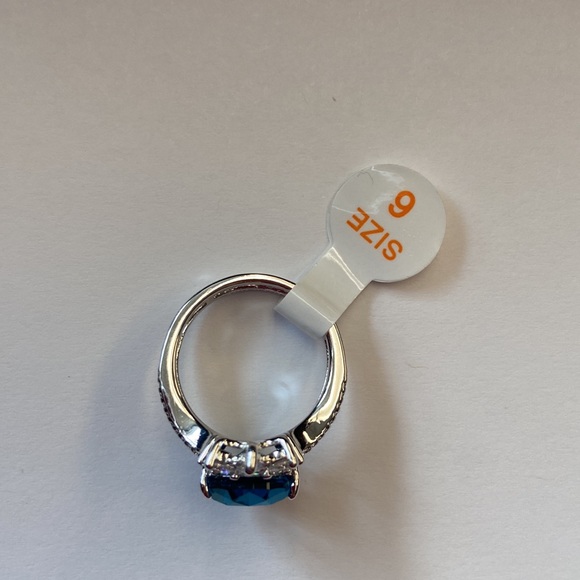 Ring Bomb Party Lab Created Ocean Blue Topaz Rhodium Plated .  Sugg Retail $118 - Picture 4 of 4